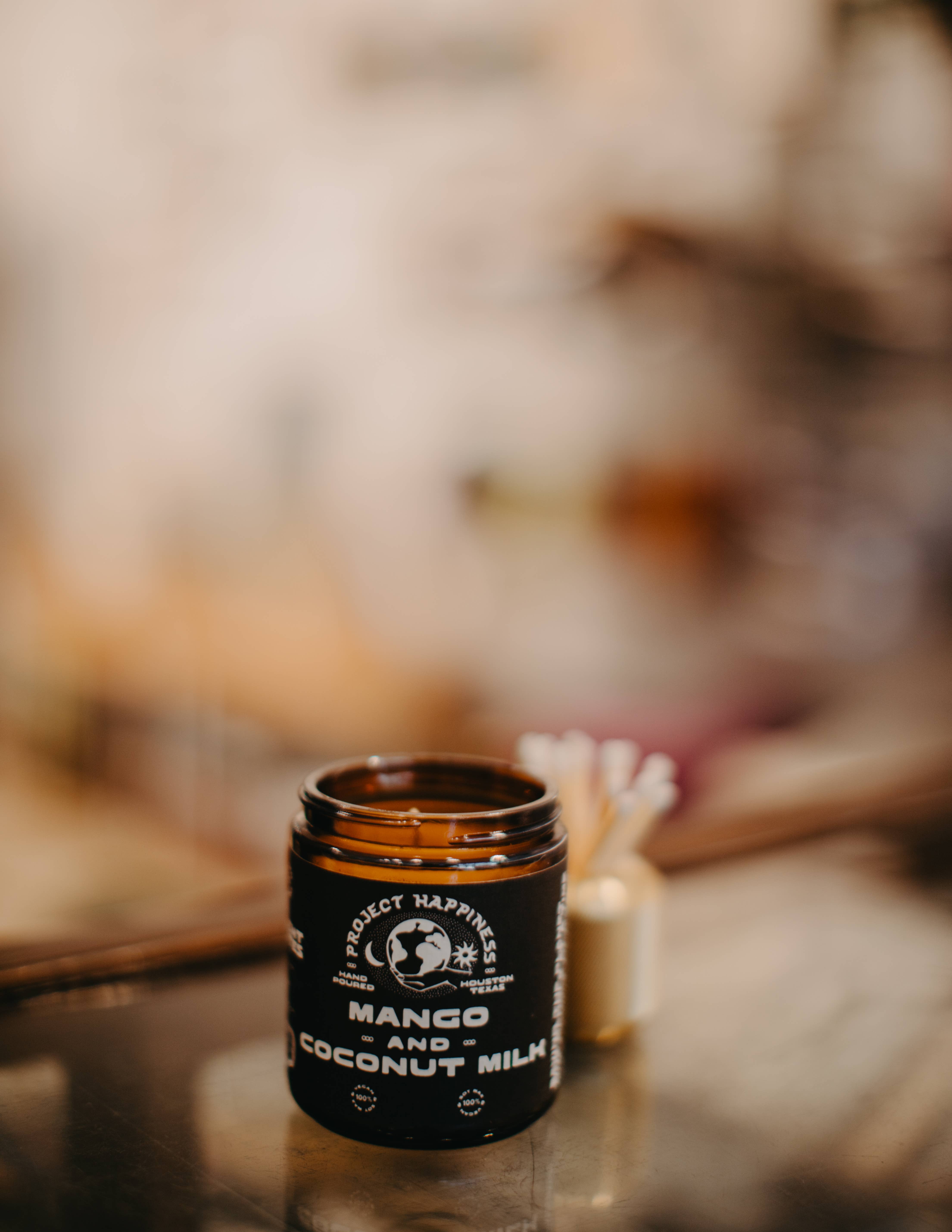 Project Happiness Candle Co. - Wholesale Jar/Filled Candle - Mango and Coconut Milk Soy Candle - 8oz | Summer Scent6