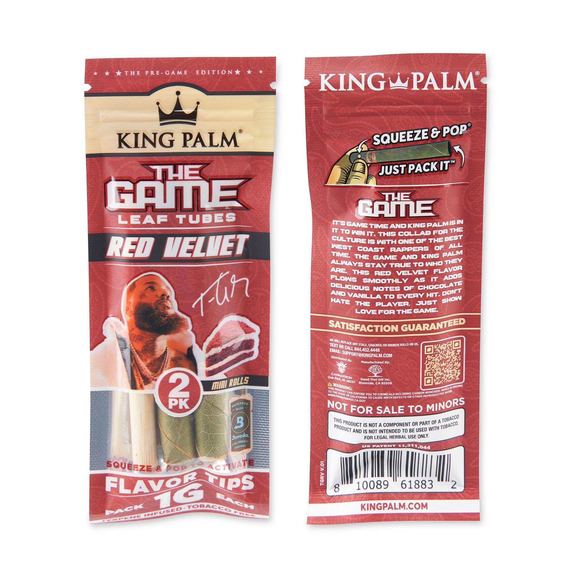 Cannatron - Wholesale Retailer Display - Paper & Novelty - King Palm x The Game 2pk Flavored Mini Leaf Tubes 20ct – Red Velvet4