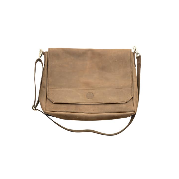 Kilele Gear | Rugged Leather Goods - Wholesale Messenger Bag - Unisex - The "Wayne" Messenger Bag - Men's Leather Laptop Bag