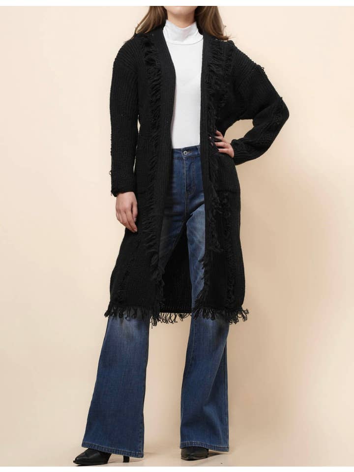 Sweetkama – wholesale Cardigan – Women’s – Ladies Solid Color Tassels Open Front Cardigan SKT41088