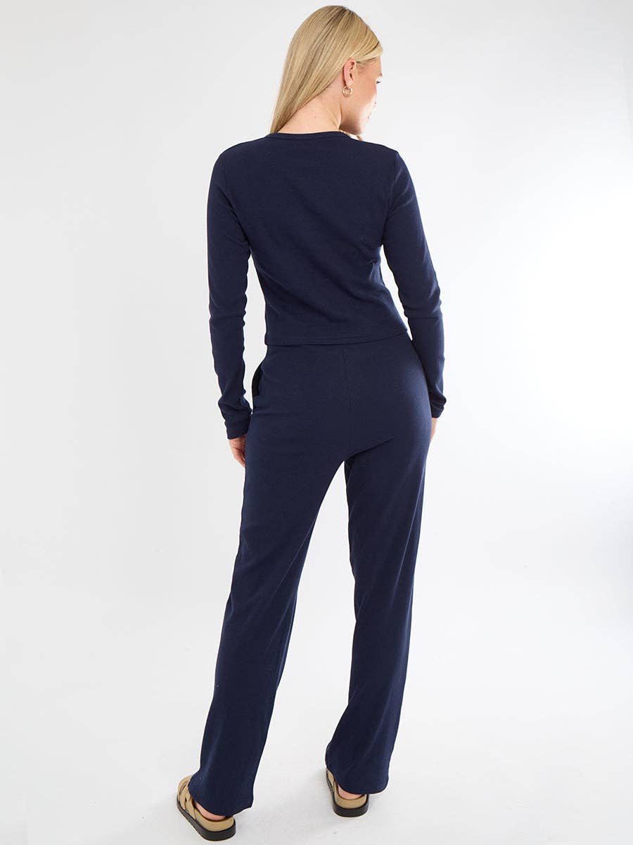 AX Labels - Wholesale Top & Pant Set (NOT Loungewear) - Women's - Ribbed Front Button Detail Top & Wide Leg Trouser Co-ord70