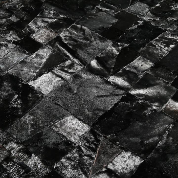 Karelias And Sons - Wholesale Area Rug - Jet Black Cowhide Patchwork Rug3