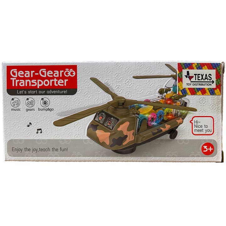 Texas Toy Distribution - Wholesale Toy Plane - Kids - Chinook Light Up Transparent Helicopter Gear Toy