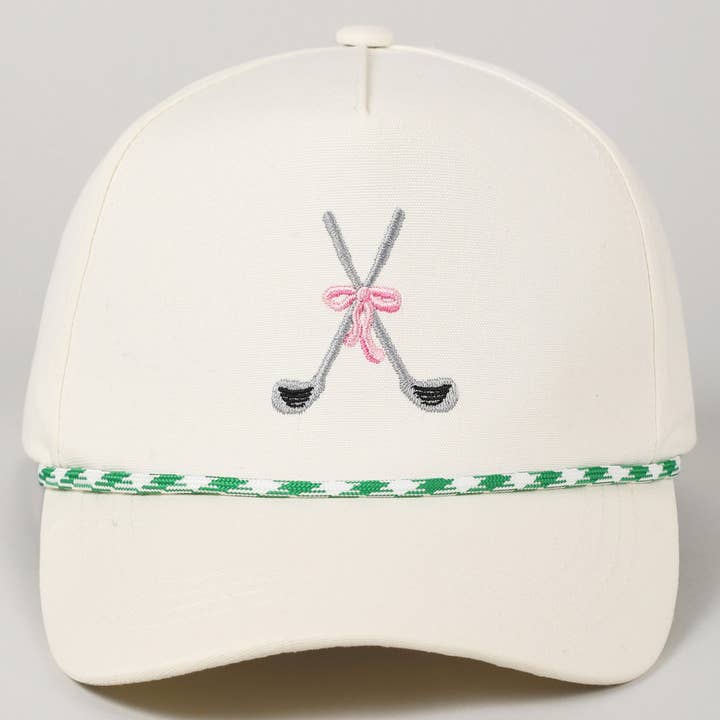 Fashion City - Wholesale Trucker Hat - Unisex - Golf Clubs with Ribbon Embroidered Trucker Hat