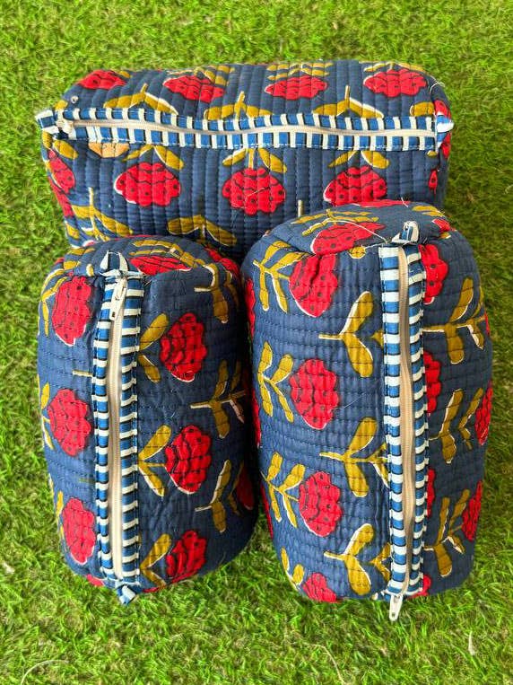 Liten blommig tryckt väska quiltad bomull smink kosmetikväskor för wholesale av GYPSY STUDIO