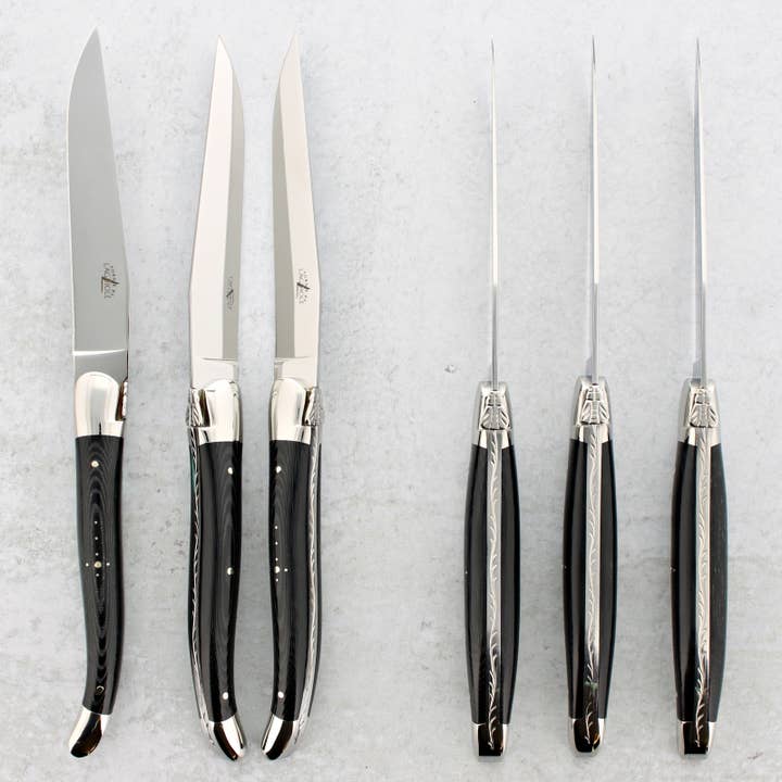 Forge de Laguiole Black Set Steak Knives for wholesale by Laguiole Imports