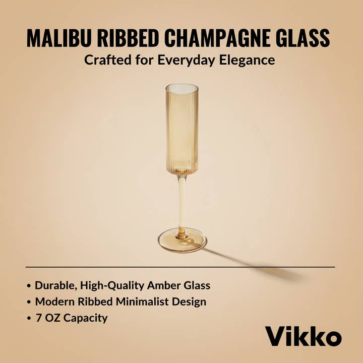 Kadra Kitchenware – Engroshandel Champagneglas – Vikko - Dekoration, Malibu, Riflet Champagneglas, Rav, 7 Oz3