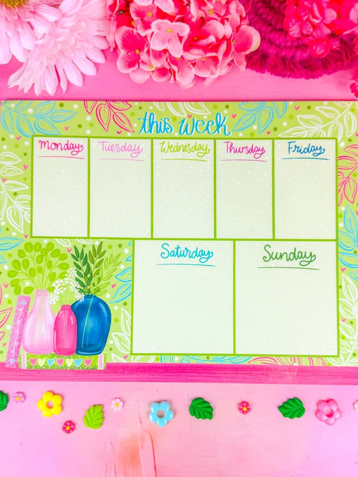 Bloc-notes hebdomadaire de planification des livres botaniques 8,5" x 11" pour la vente par Emily Cromwell Designs