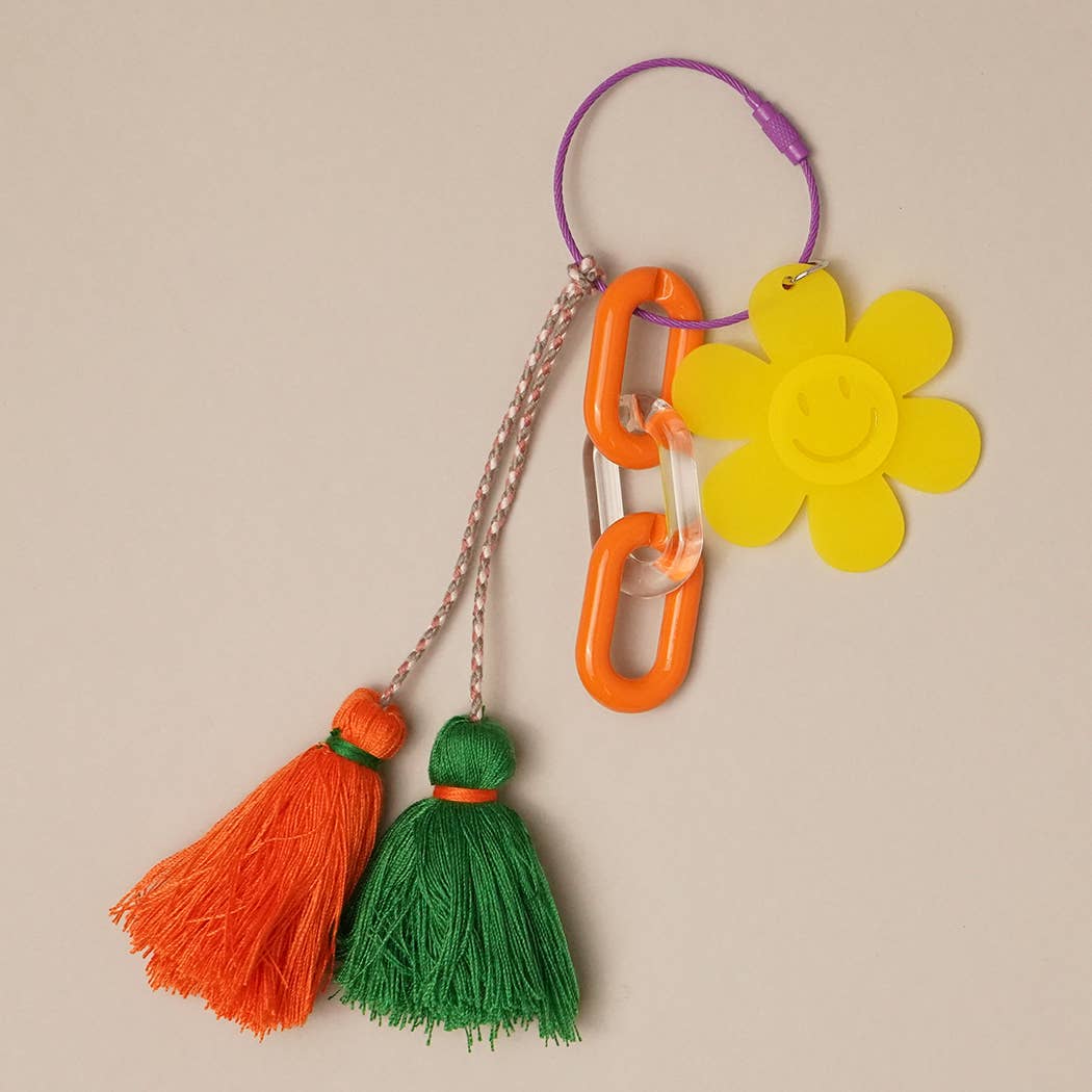 Fashion City - Wholesale Keychain - Women's - Happy Face Flower Chunky Chain Keyring Bag Charm16