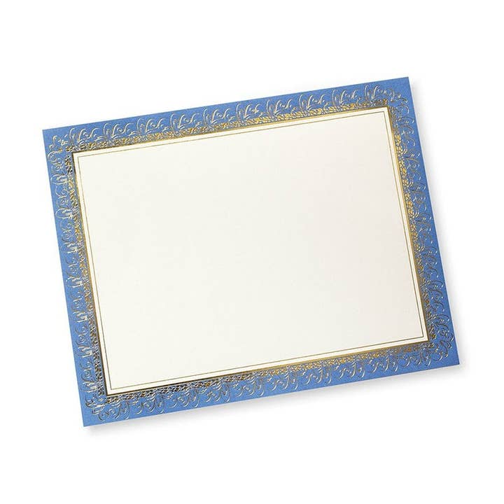 Blue & Gold Foil Certificate Paper - 15 Count for wholesale by Gartner Studios