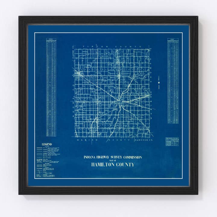 Vintage Map of Hamilton County, Indiana 1936 for wholesale by Ted's Vintage Art