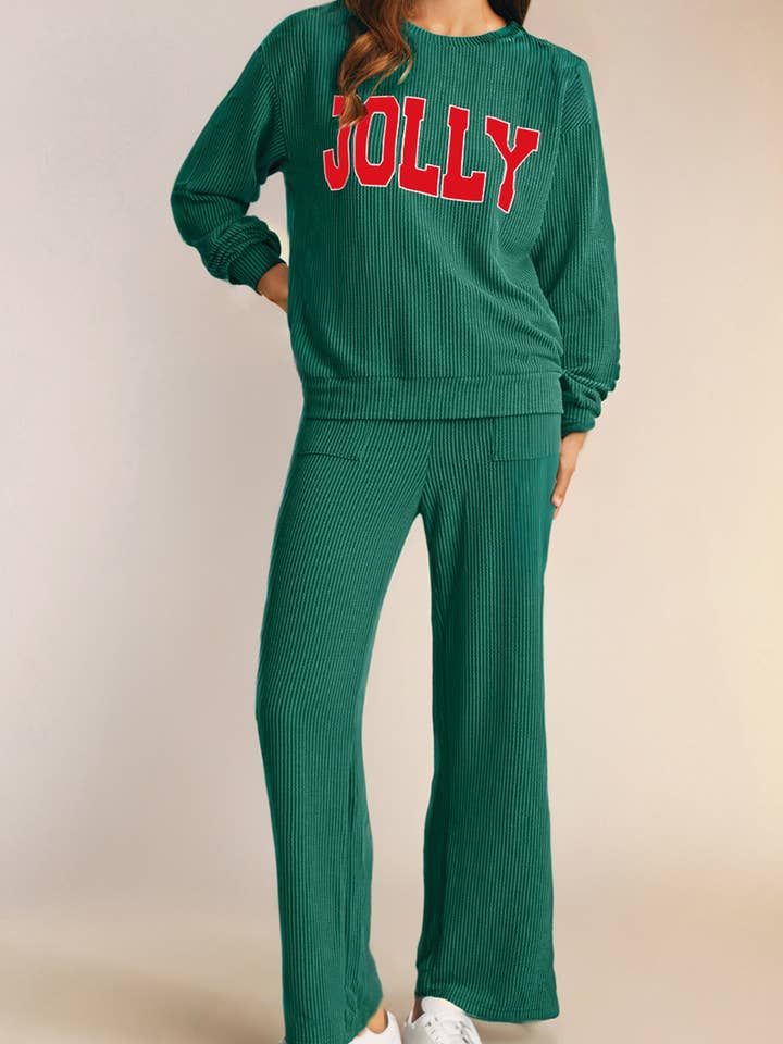 JOLLY Texture Christmas 2025 Top and Pockets Pants Set for wholesale by LA Society