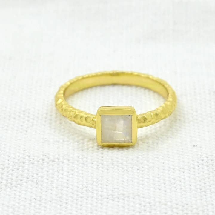 Maya Ring Guld Sølv 925 - Rainbow Moonstone (3 Stykker) for engroshandel hos Schmuckoo Berlin