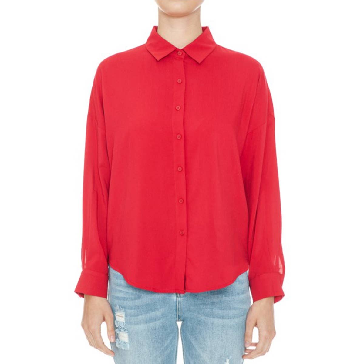 Timeless - Vente Chemise à col boutonné – femme - CHEMISE BOUTONNÉE SURDIMENSIONNÉE À MANCHES LONGUES3