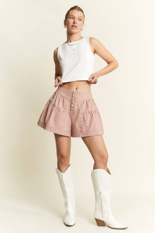 JADE BY JANE - Wholesale Shorts - Women's - SOLID HIGH WAIST RUFFLE PANTS25