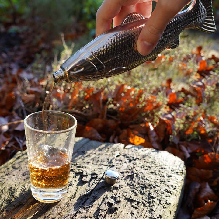 Great Plains Fish Hip Flask In Gift Box for wholesale by CGB Giftware