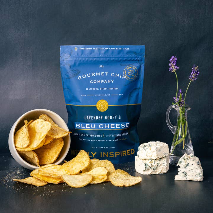 The Gourmet Chip Company - Wholesale Chips - Lavender Honey Blue Cheese Thick Cut Potato Chips - Case of 123