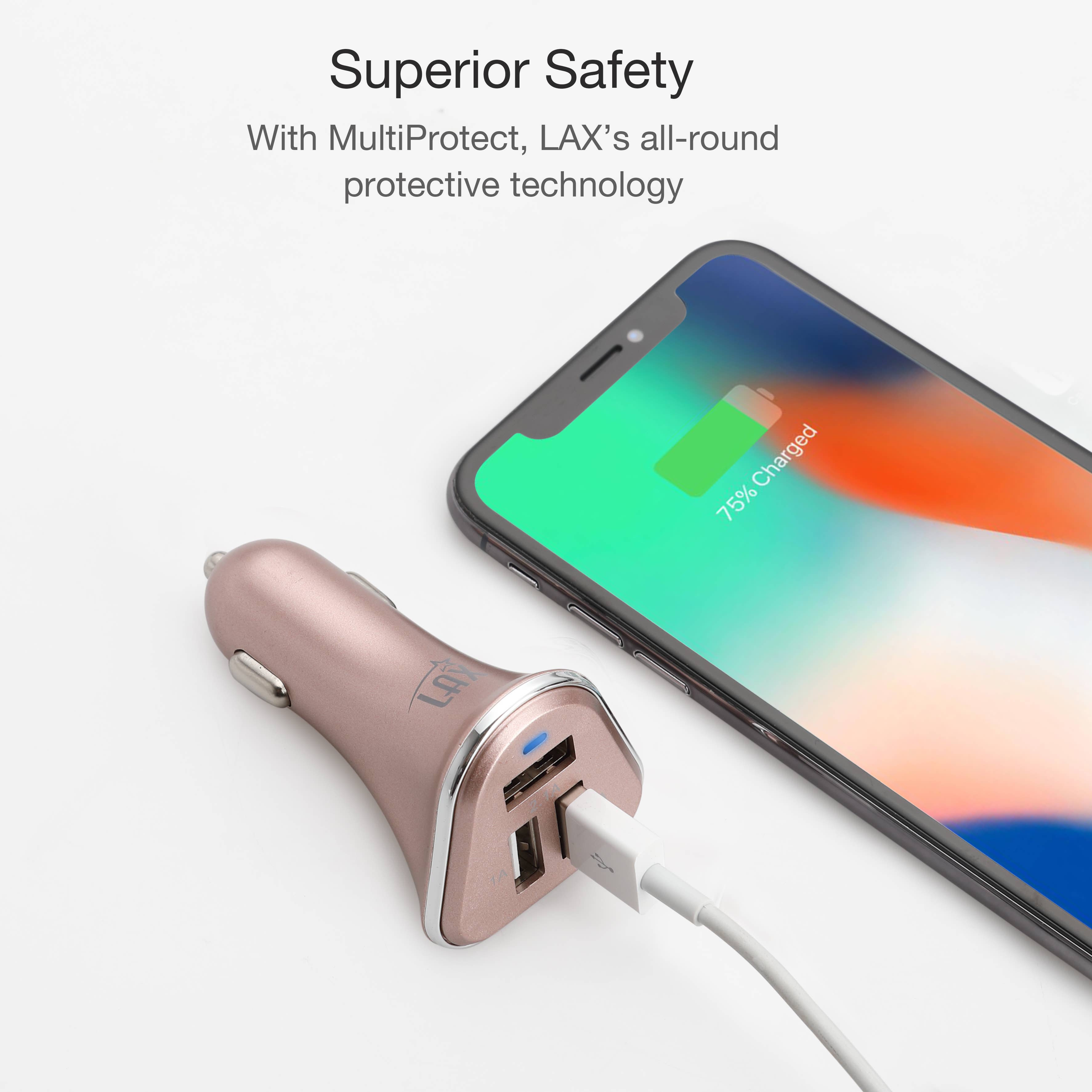 LAX Gadgets - Wholesale Portable Charger - USB 3 Ports Fast charger for Cars (Retail Packaging)5