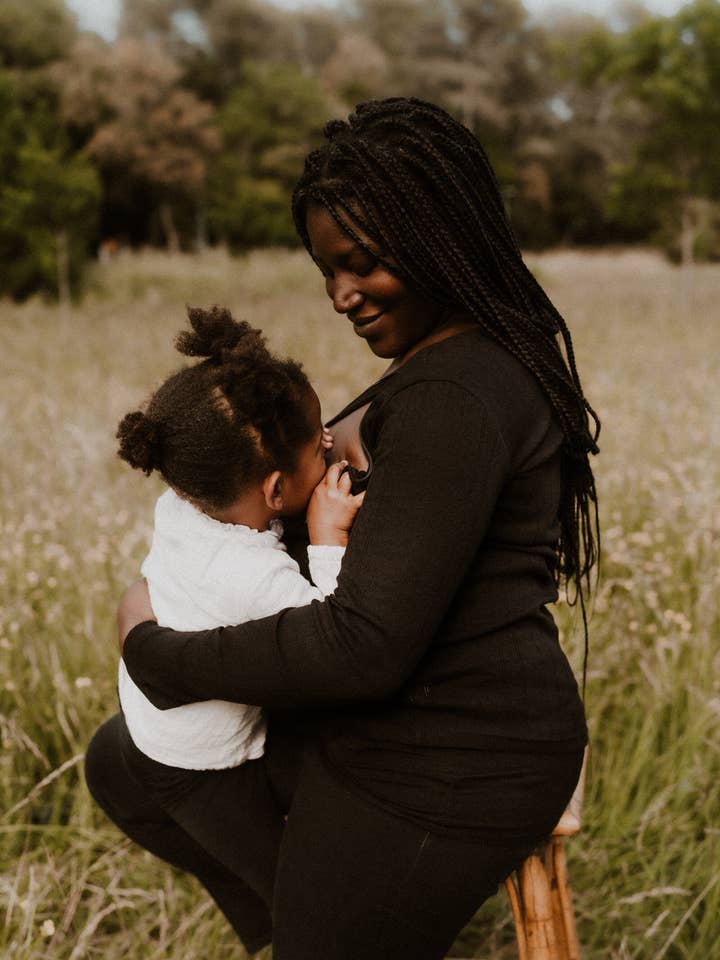 Black long-sleeve pointelle nursing T-shirt for wholesale by You&Milk