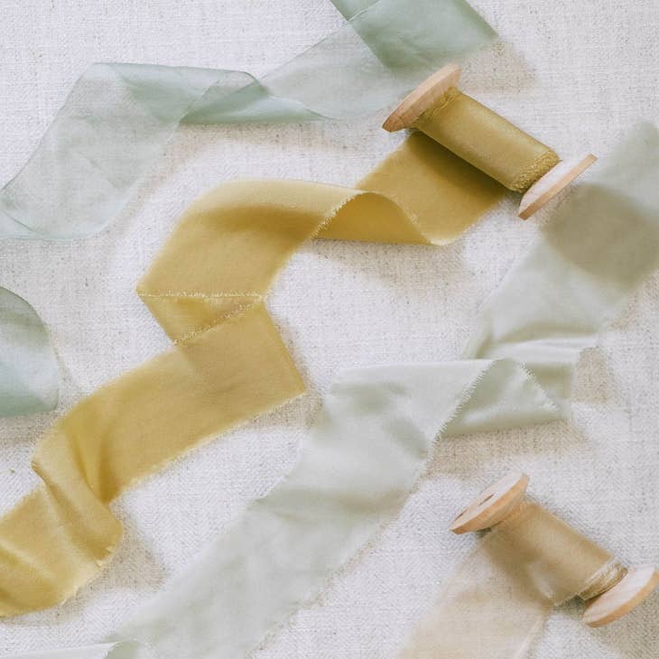 Vintage ribbon French velvet cotton w silk 1 3/8 inch nile green