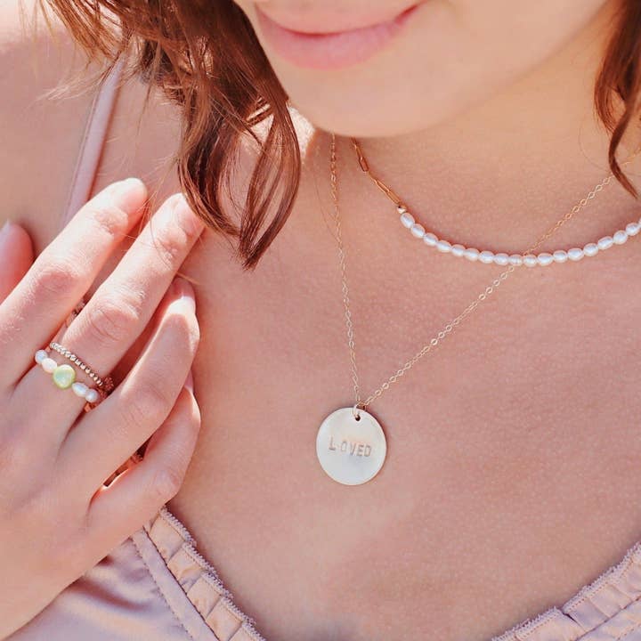 LOVED necklace (Gold-filled, Sterling Silver) for wholesale by Chezza Jewelry