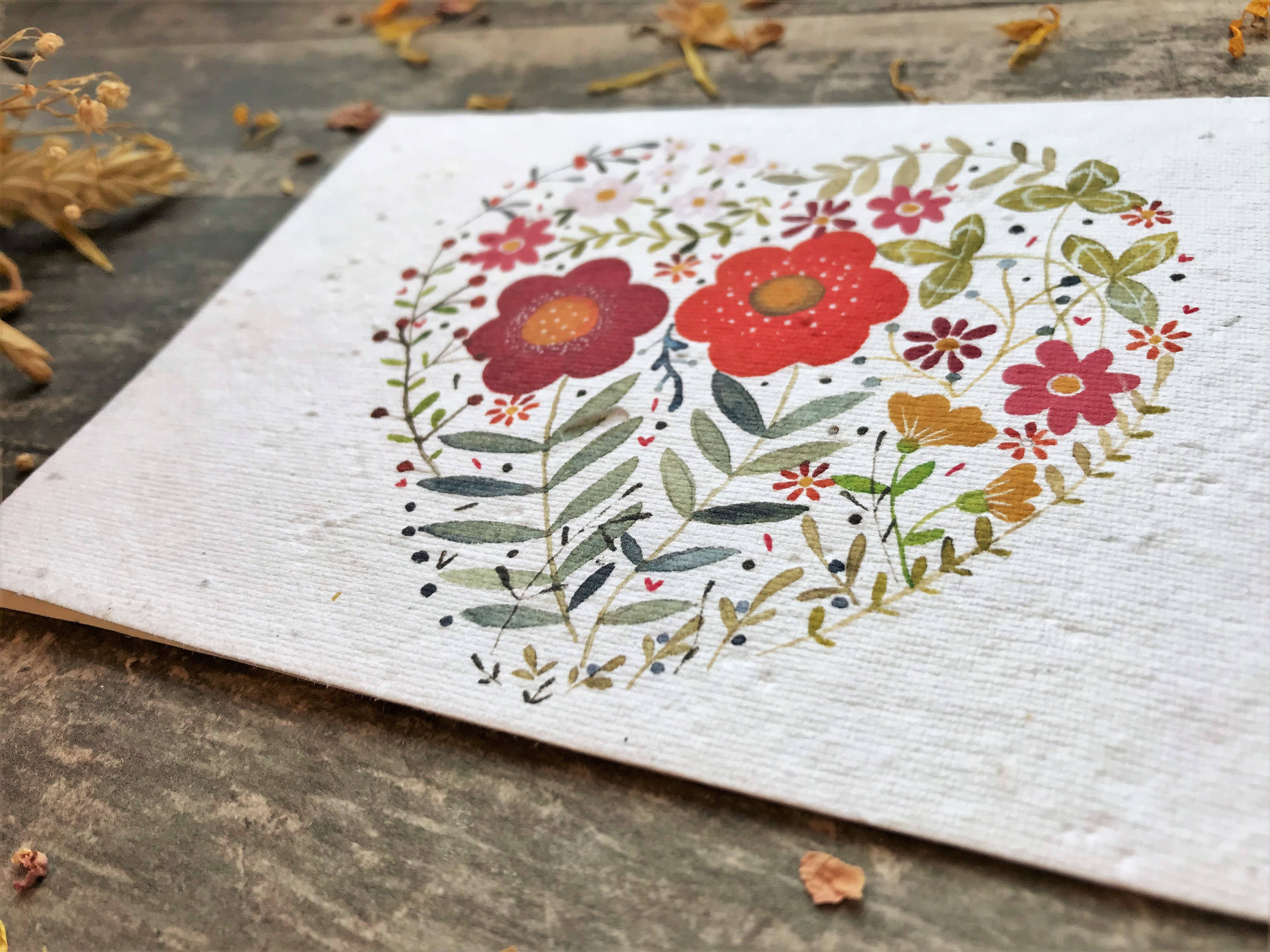 Erika's Whimsical Art – wholesale Love card – Plantable  Seed Paper Floral Heart Card6
