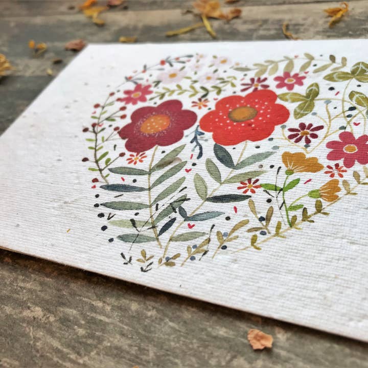 Erika's Whimsical Art – wholesale Love card – Plantable Seed Paper Floral Heart Card6