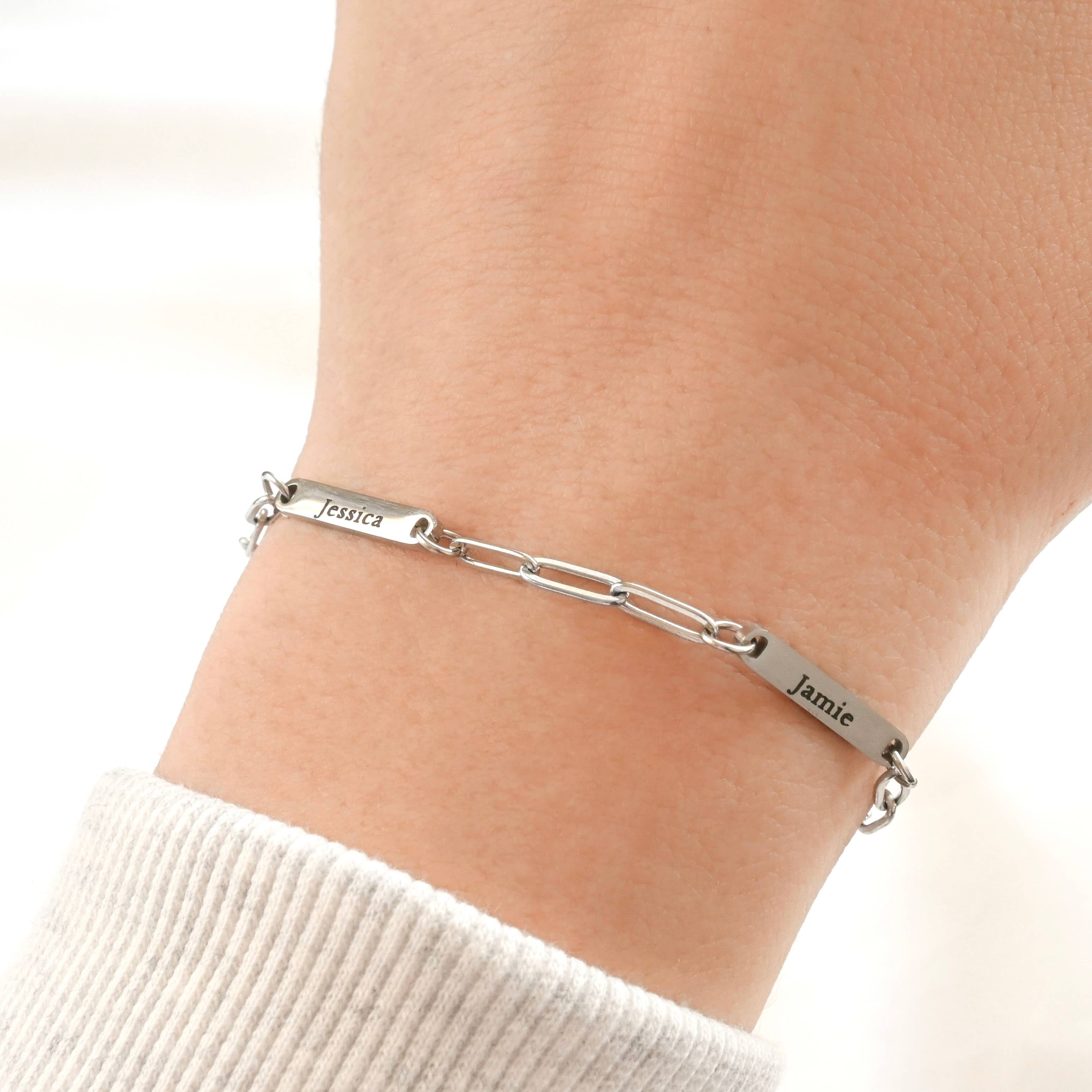 Blueyejewelry - Wholesale Link & Chain Bracelet - Engraved Name Bracelet- Waterproof Name Paperclip Bracelet3