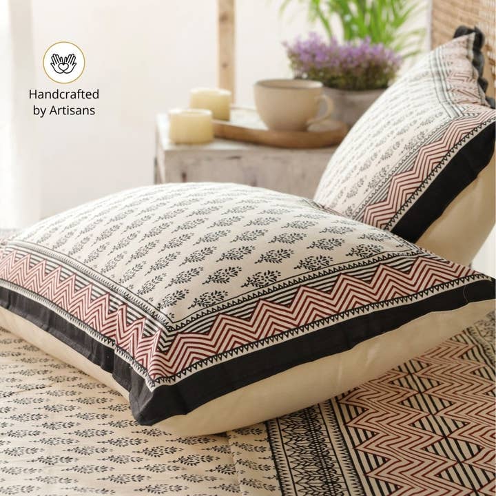 Beige Black Maroon Pure Cotton Double Bedsheet With Pillow Covers |King Size for wholesale on Faire