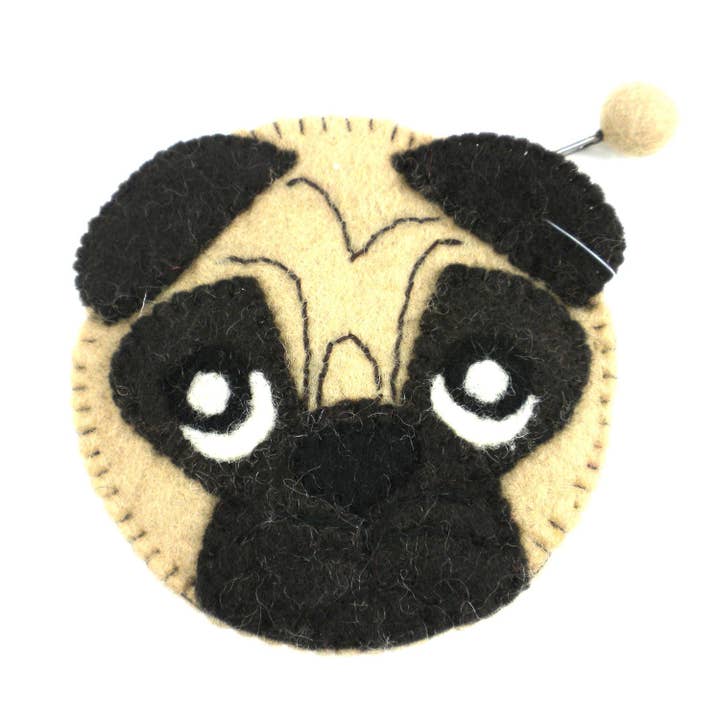 Pug Felt Coin Purse for wholesale by Global Crafts