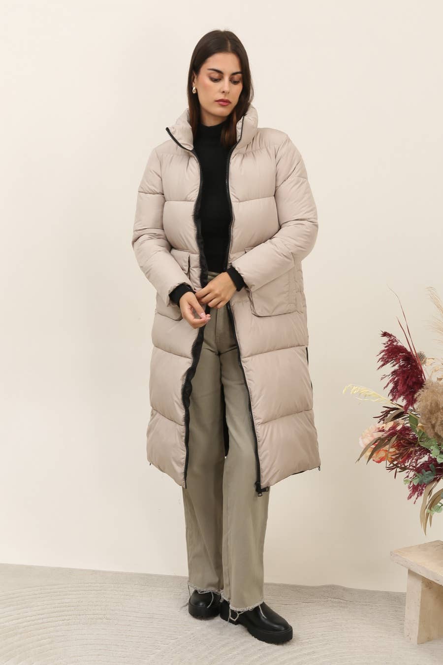 Attrait Paris - Vendita all'ingrosso Piumino - Donna - Giacca imbottita lunga trapuntata con collo alto9