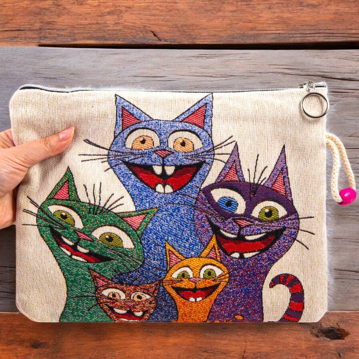 CRETE TRADING INC - Wholesale Pouch - Women's - Authentic Tapestry Ethnic Style Bag Cat