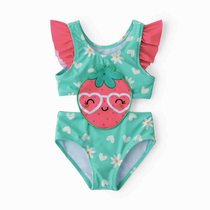 Baby Girl Childlike Fruit Embroidery Swimsuit for wholesale by PatPat