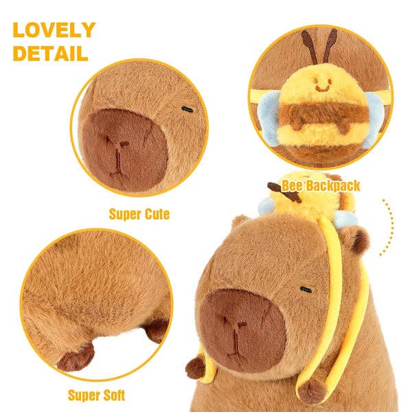 Showcase - Wholesale Stuffed/Plush Toy - Kids & Baby - Capybara 9" Kawaii Bumblebee Backpack Plush Toy5