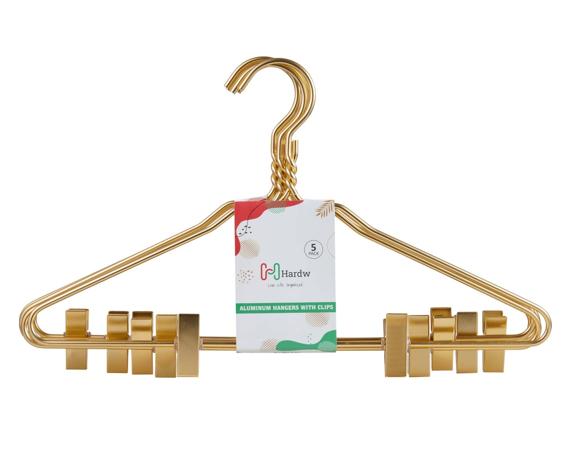 DEILSY - Vente Cintres - Cintres en aluminium doré avec pinces (5 pièces par emballage)1