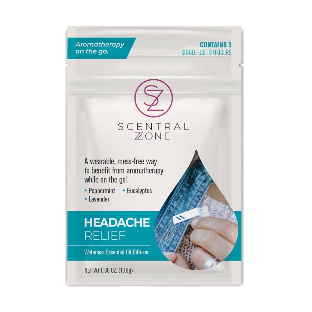 Scentral Zone Clean Beauty - Wholesale Aromatherapy Inhaler - Aromatherapy Diffusers: Headache Relief, 3-Pack Pouch1