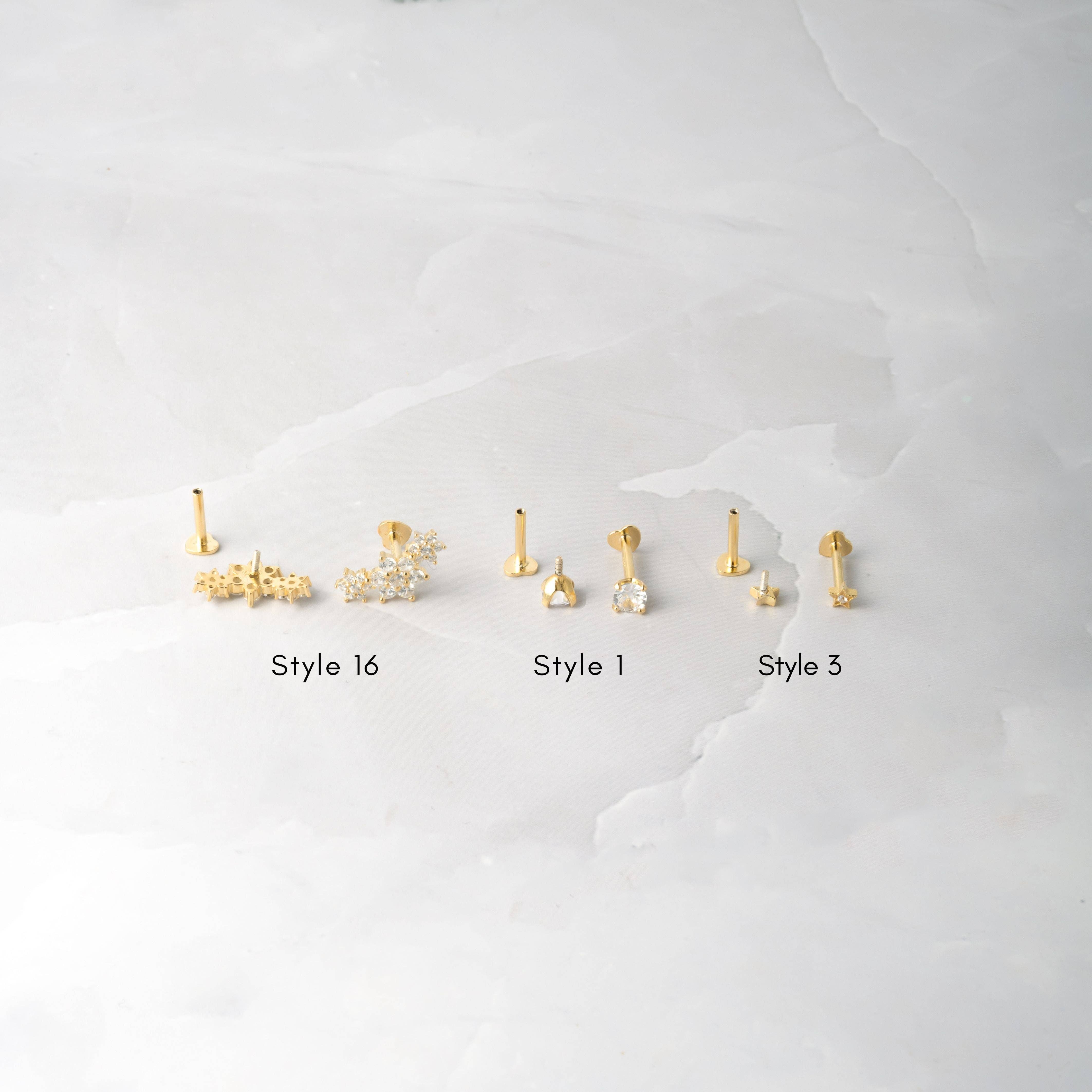 Sami Jewels - Venta al por mayor Pendientes de botón/aretes de poste - Pendientes individuales con parte trasera plana5