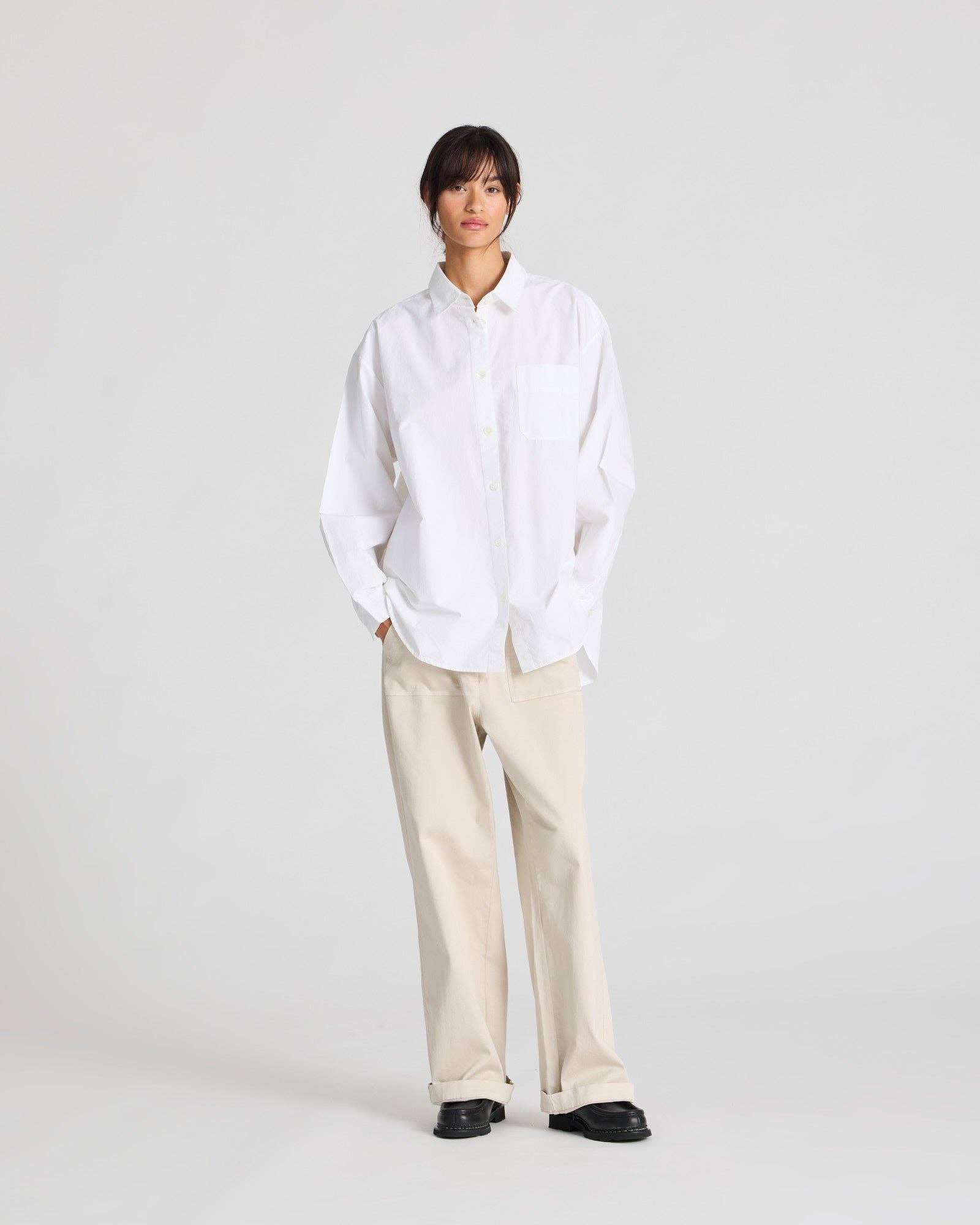 gai-lisva - Wholesale Button Down Shirt - Women's - Astrid Shirt Poplin Gots 243975 - White3