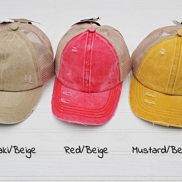 Treasure Bank - Wholesale Ponytail Cap - Women's - C.C Washed Denim, Mesh Back with Crossed Band for Ponytail5