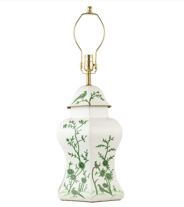 The Enchanted Home - Wholesale Accent/Desk Lamp - Ivory & Green Scalloped Hexagon Lamp1