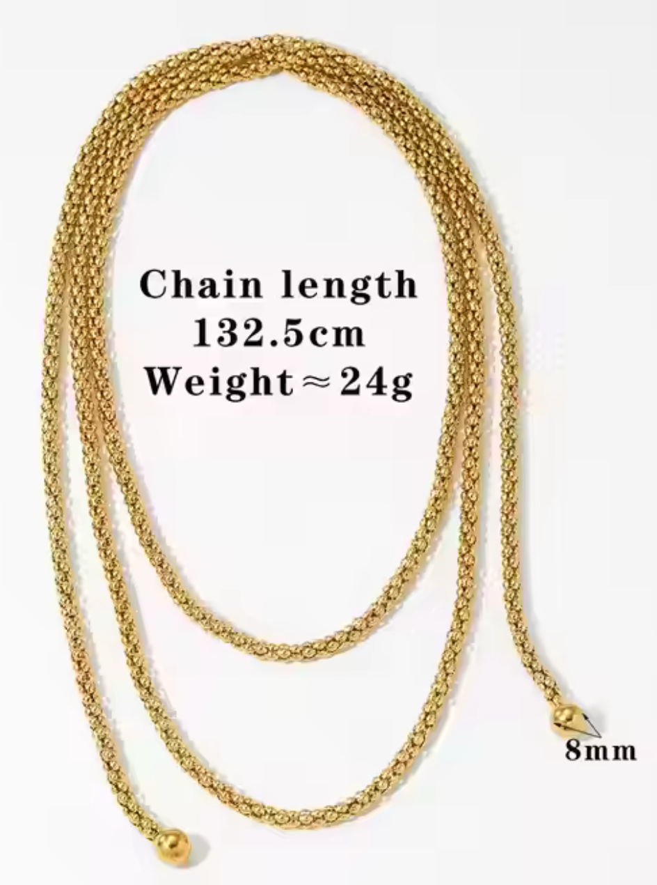 HoopLa - Vendita all'ingrosso Collane a catena e maglie - Collana in acciaio con corda a laccio, nappina a sfera e catena avvolgente Audrey.7