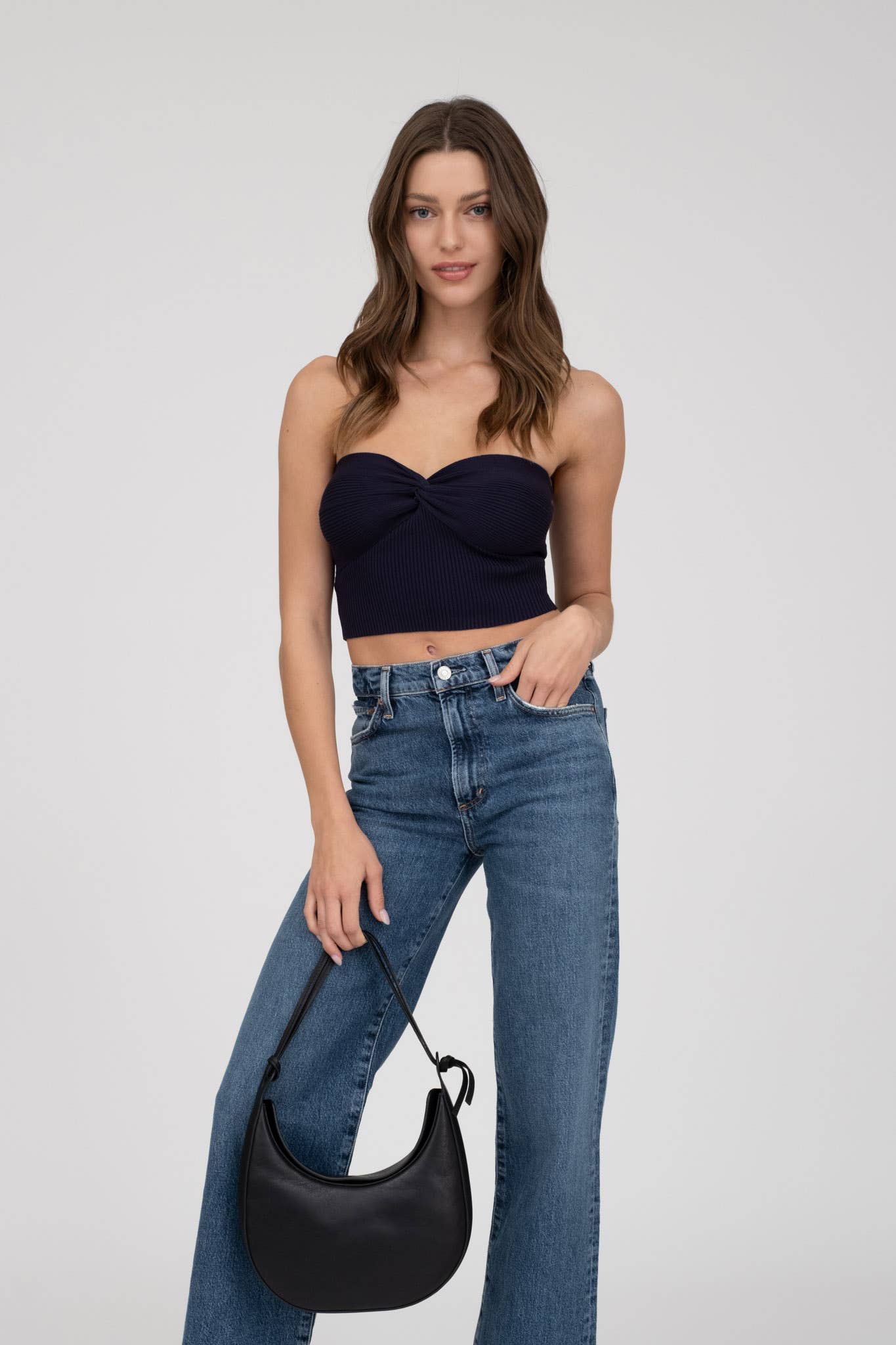 The Workshop Studio - Wholesale Knit Top - Women's - STRAPLESS TWIST FRONT KNIT CROP TOP (PRE-ORDER)46