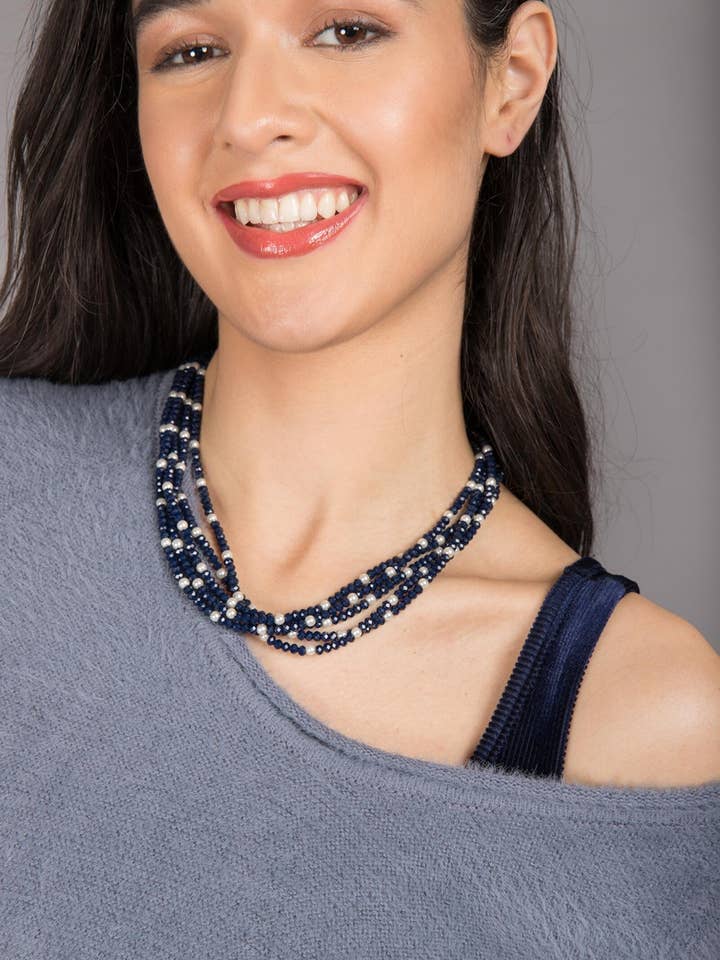 Crosby kort Crystal Pearl halskæde for engroshandel hos SAACHI