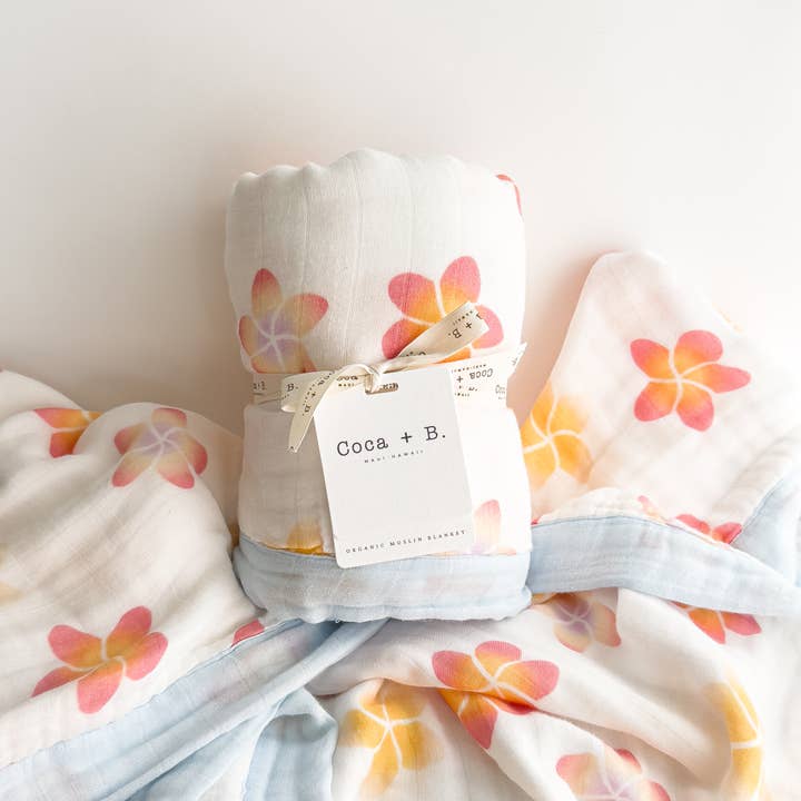 Coca + B.™ - Wholesale Milestone Blanket - Kids & Baby - Organic Plumeria Baby Blanket | Tropical Nursery Decor4