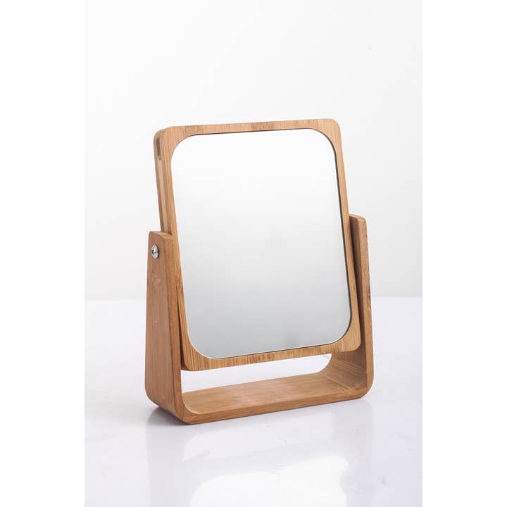 Godinger - Wholesale Makeup Mirror - Bamboo Tabletop Makeup Mirror