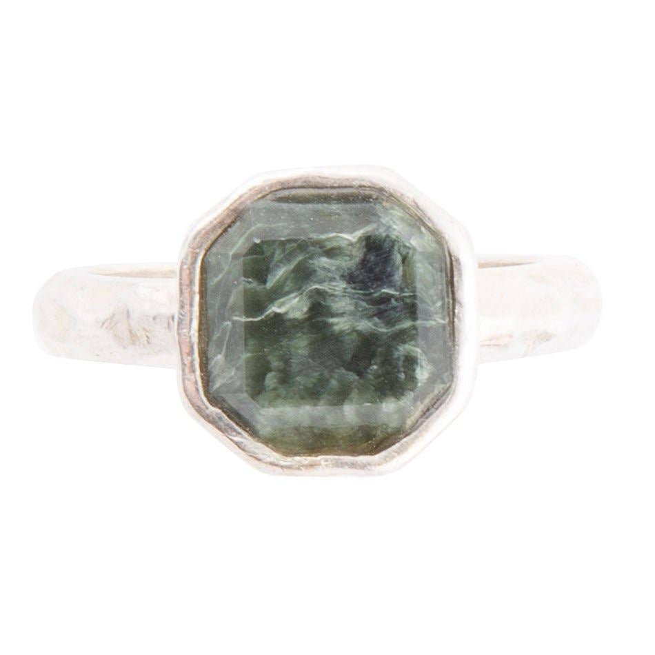 Barse Jewelry - Wholesale Cocktail/Statement Ring - Hammered Green Seraphinite Sterling Silver Ring2