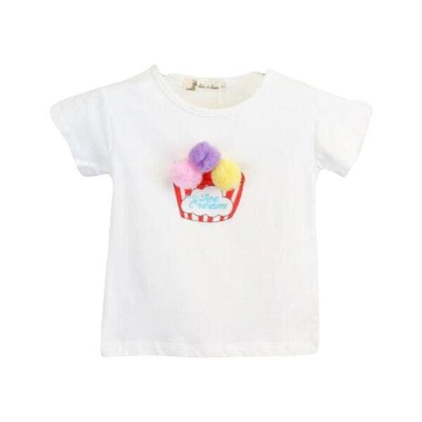 White S85 81242 Pom Pom Ice-cream Tee for wholesale on Faire