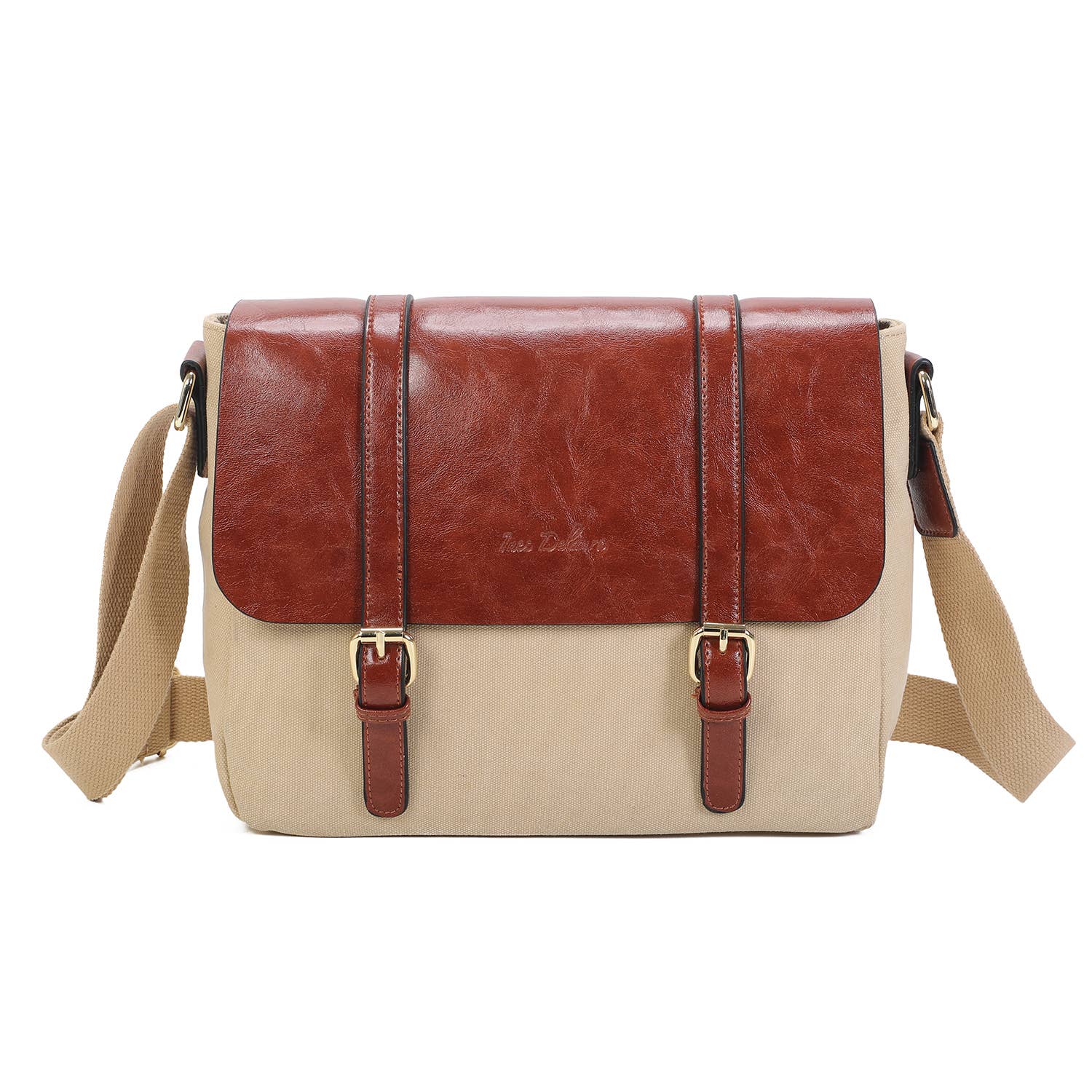 INES DELAURE - Wholesale Shoulder Bag - Women's - Dual-material shoulder bag in very light canvas5