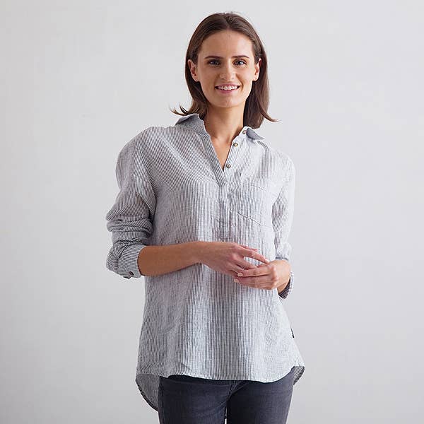 Leinenhemd Graphite Stripe Fabio für den Großhandel von LinenMe