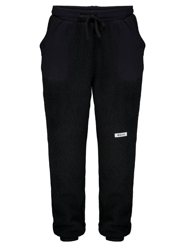Pantalon de jogging en peau de mouton Kitimat noir pour la vente par Wolfe Co. Apparel and Goods®